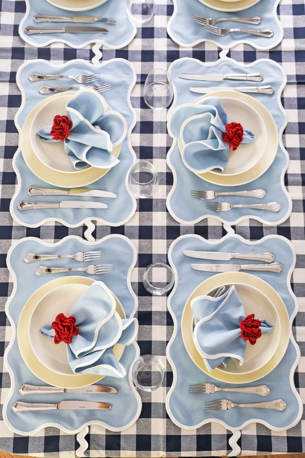 Baby Blue Wave Placemat + Napkin