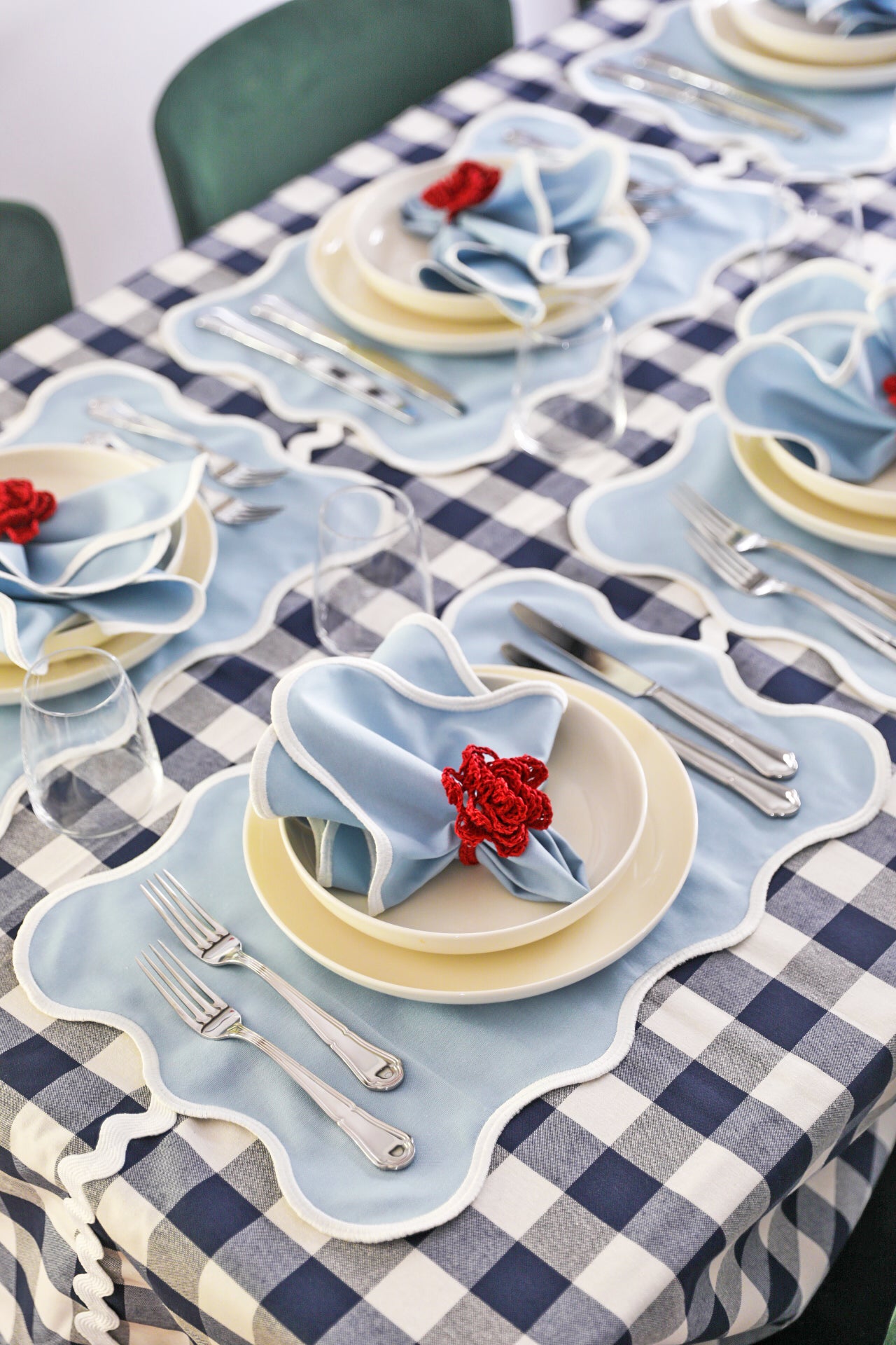 Baby Blue Wave Placemat + Napkin