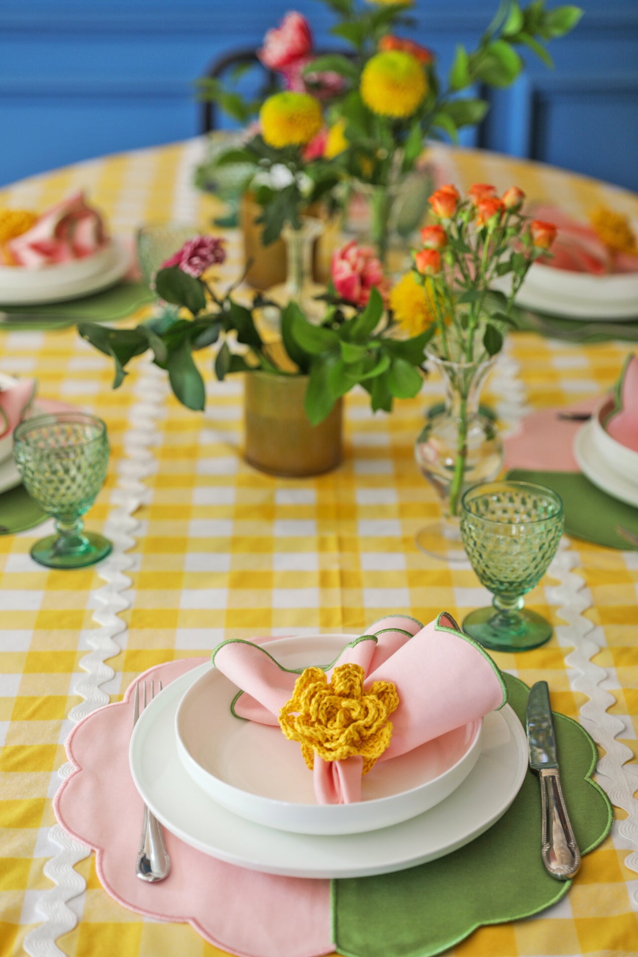 Lemon Gingham Tablecloth