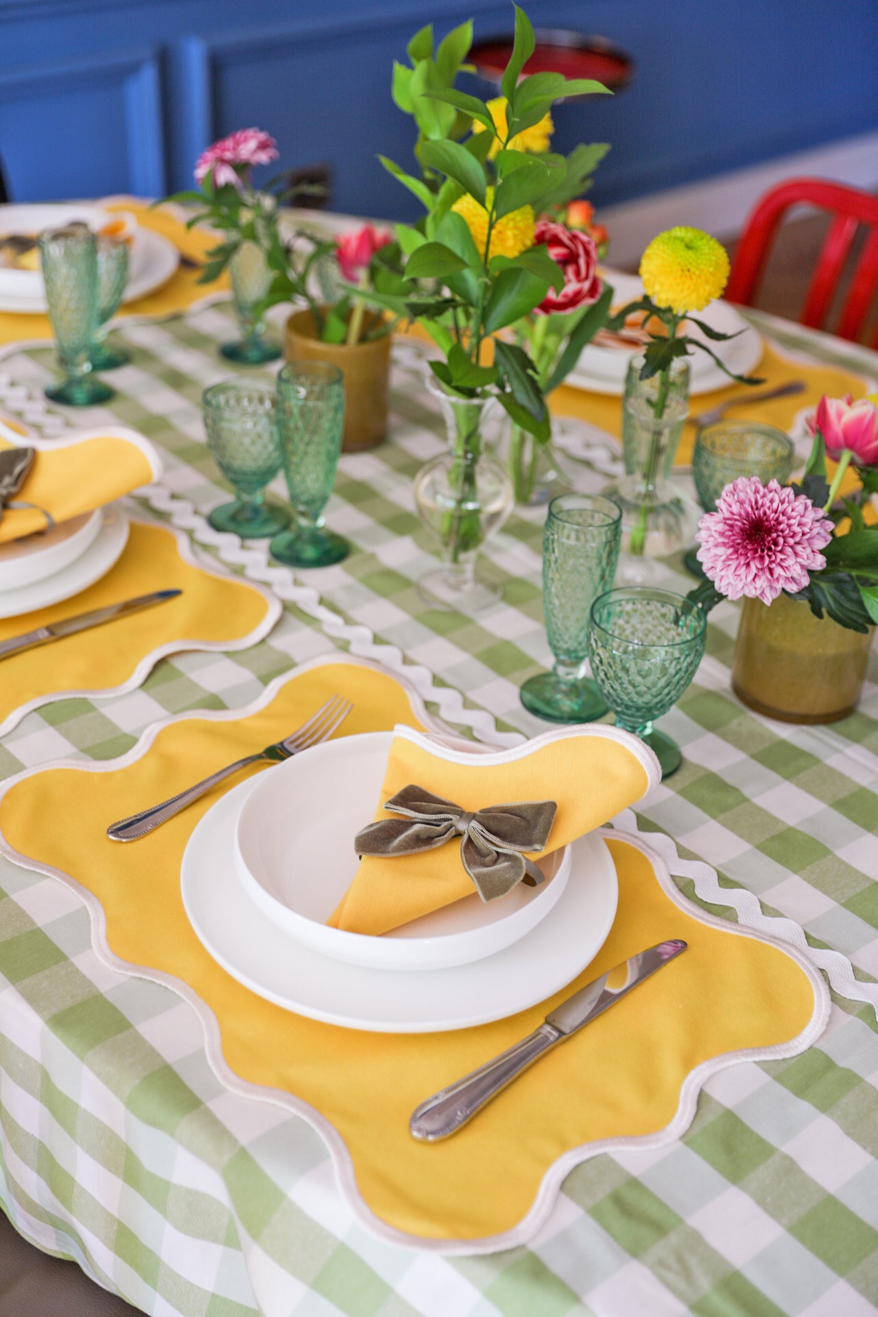 Olive Gingham Tablecloth