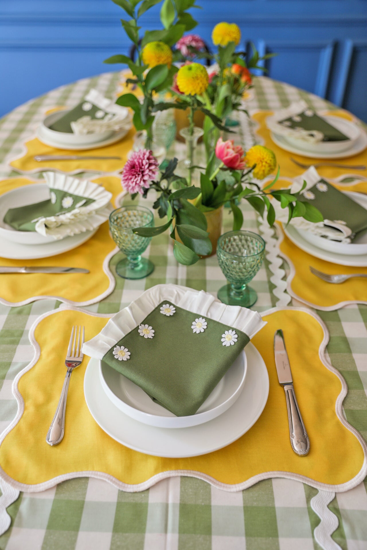 Olive Gingham Tablecloth