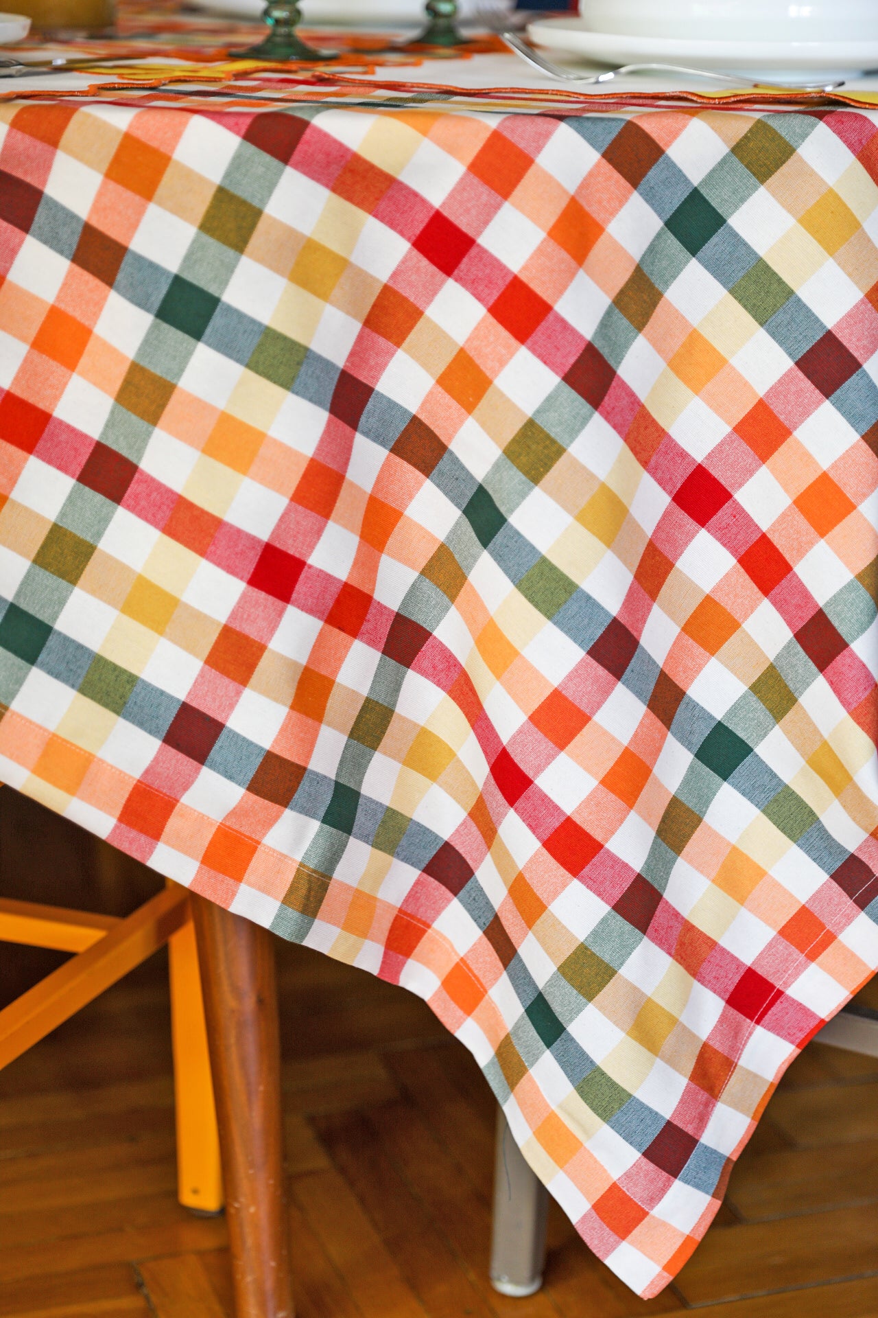 Colorful Gingham Tablecloth