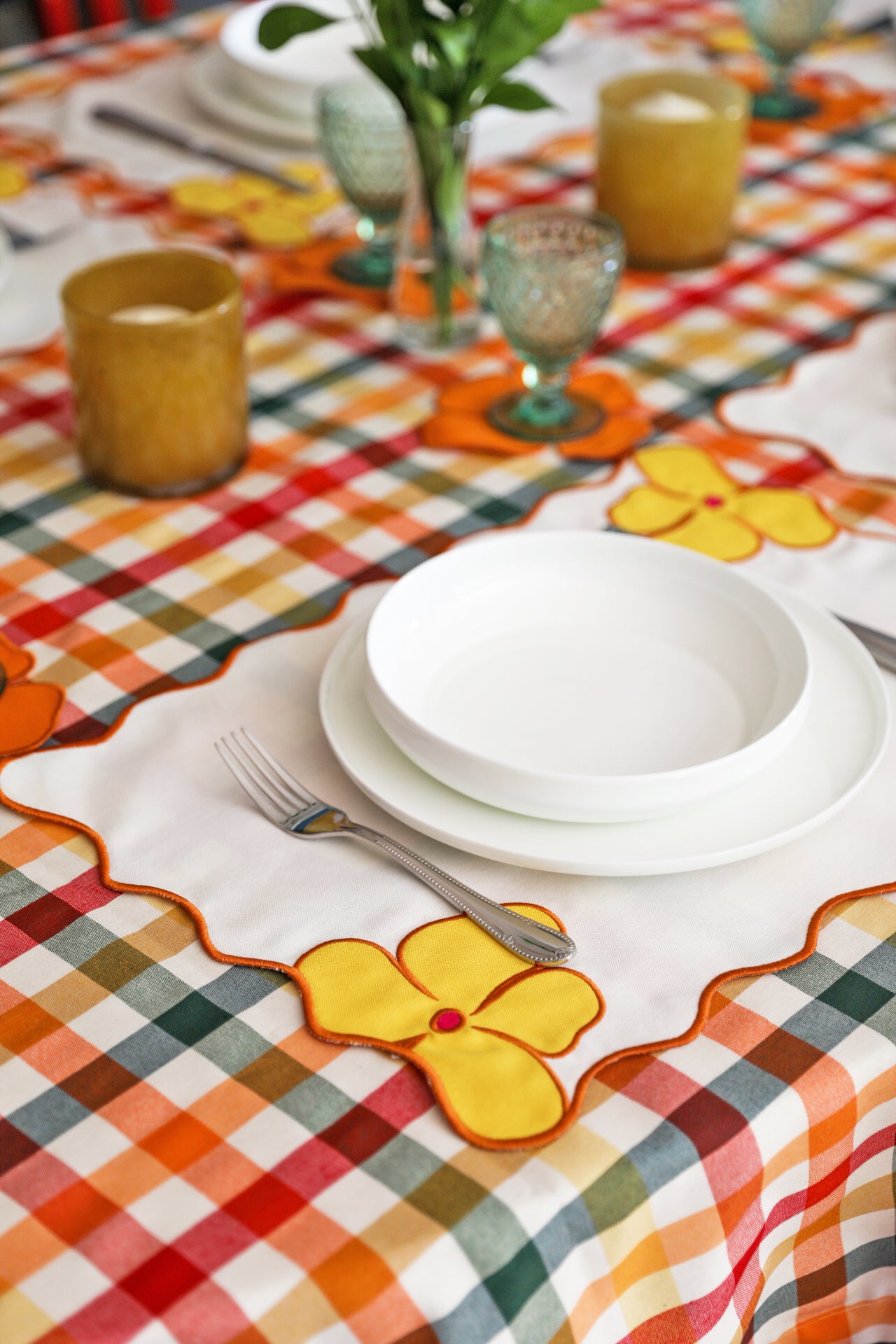 Colorful Gingham Tablecloth