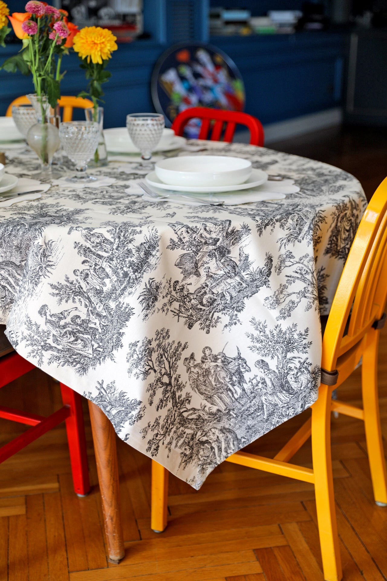 Ebony Toile Tablecloth