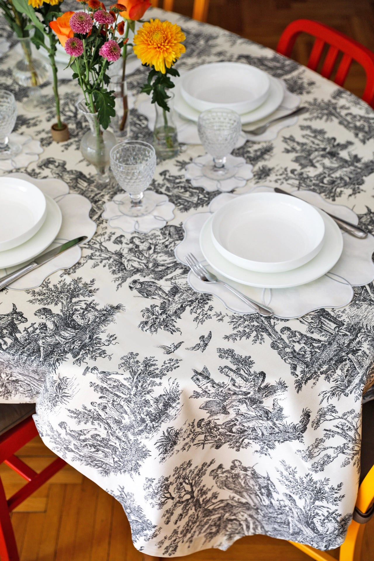 Ebony Toile Tablecloth