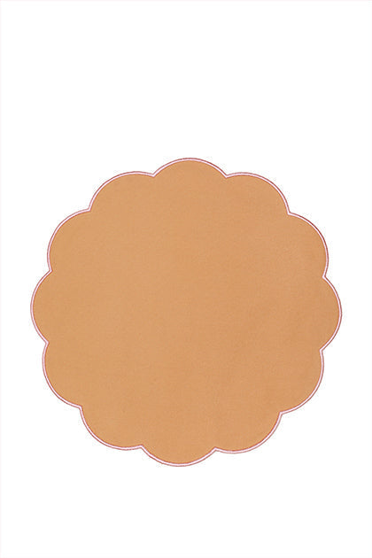 Bicolor Rose&Beige Scallop Placemat + Napkin