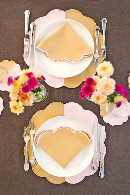 Bicolor Beige&Rose Scallop Placemat (Set of 4)