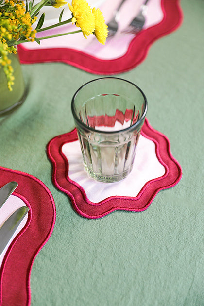 Rose&Burgundy Wave Coaster (Set of 4)