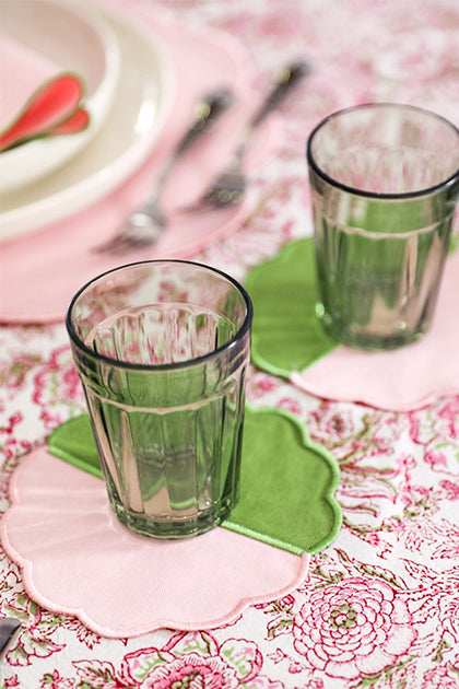 Bicolor Green&Rose Scallop Coaster (Set of 4)