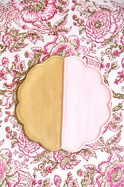 Bicolor Beige&Rose Scallop Coaster (Set of 4 )