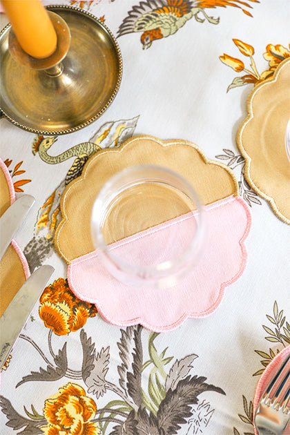 Bicolor Beige&Rose Scallop Coaster (Set of 4 )