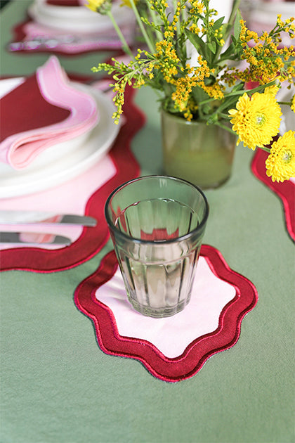 Rose&Burgundy Wave Coaster (Set of 4)