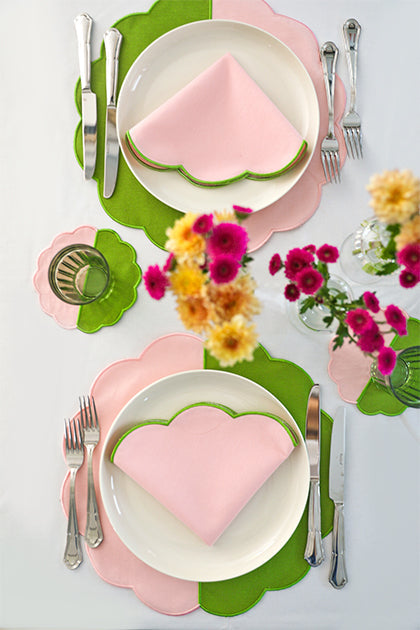 Bicolor Green&Rose Scallop Placemat (Set of 4)