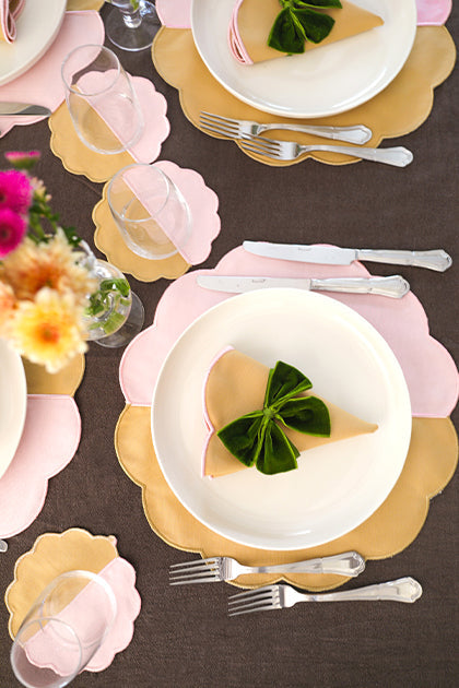 Bicolor Beige&Rose Scallop Placemat (Set of 4)