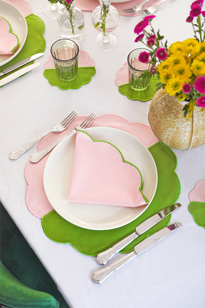 Bicolor Green&Rose Scallop Placemat (Set of 4)