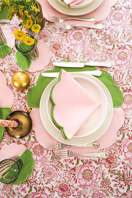 Bicolor Green&Rose Scallop Placemat (Set of 4)