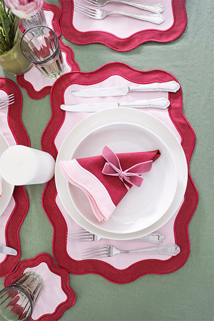 Rose&Burgundy Wave Placemat (Set of 4)