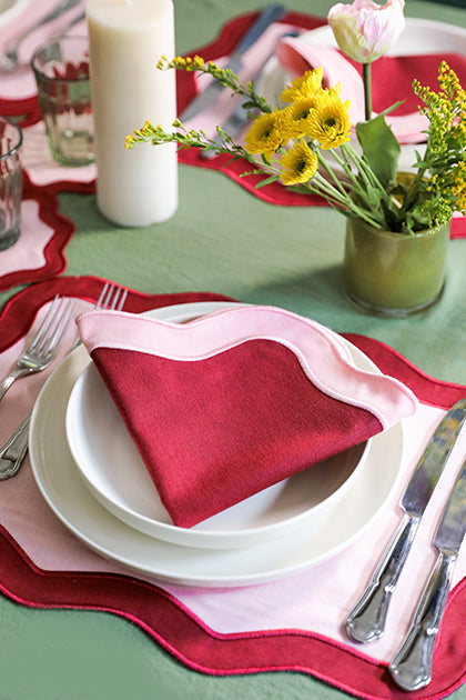 Rose&Burgundy Wave Napkin (Set of 4)