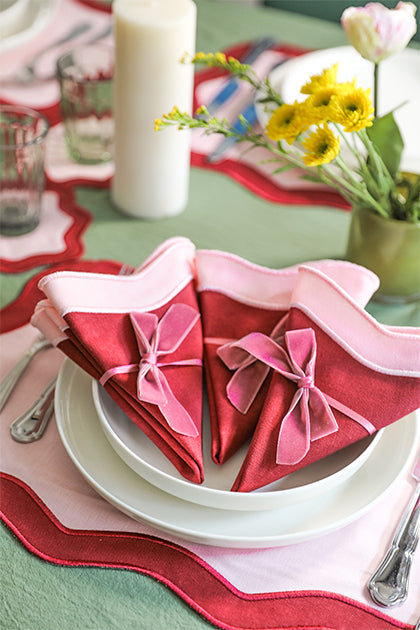Rose&Burgundy Wave Napkin (Set of 4)