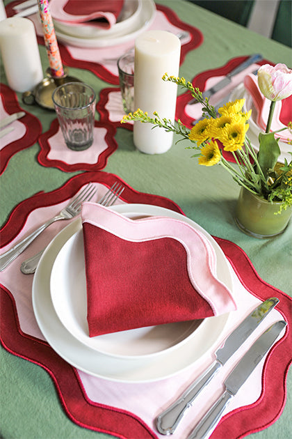 Rose&Burgundy Wave Placemat (Set of 4)