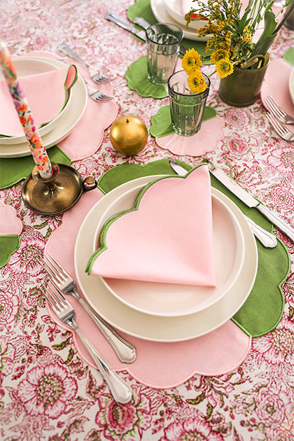 Bicolor Green&Rose Scallop Placemat (Set of 4)