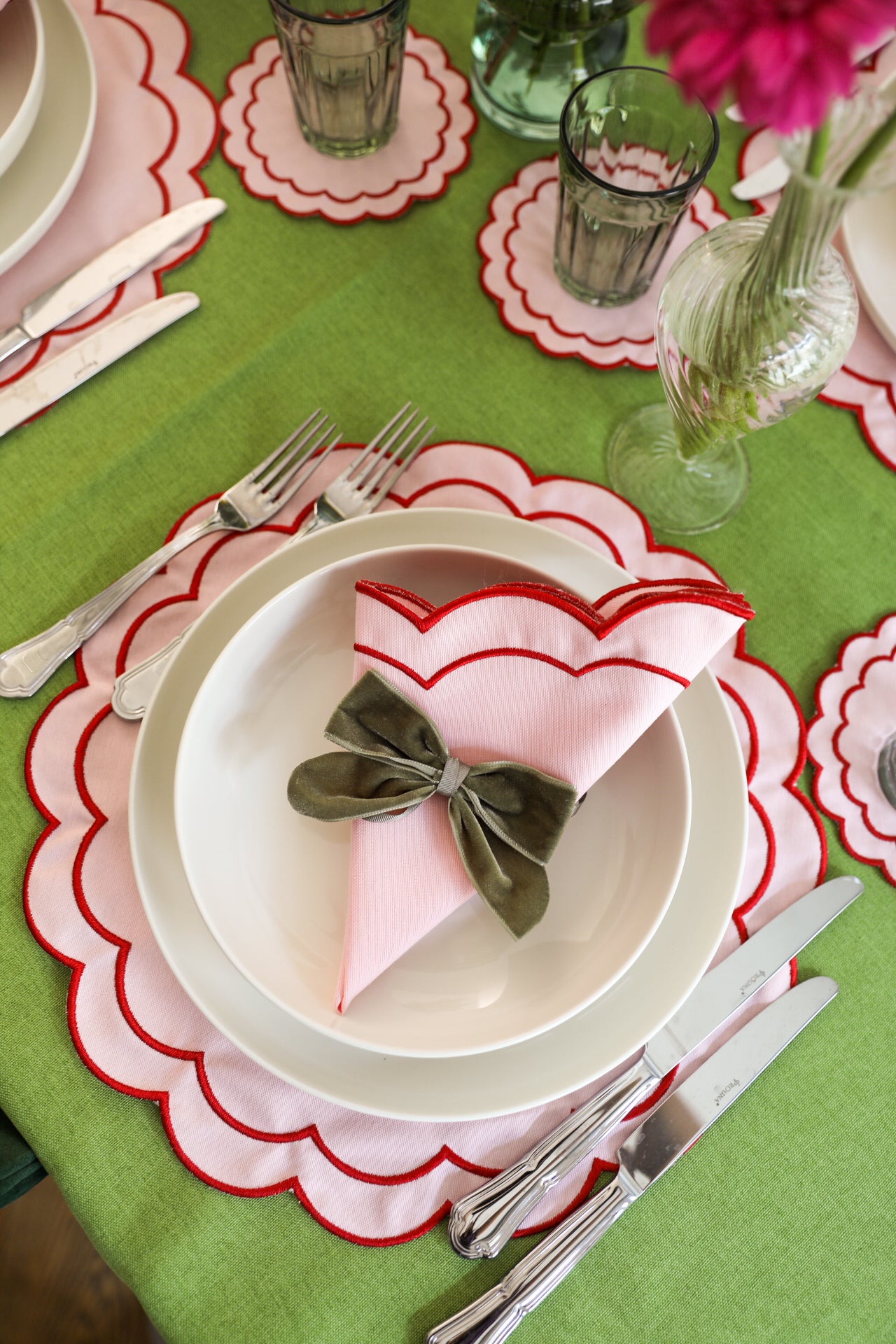Rose&Red Scallop Napkin (Set of 4)
