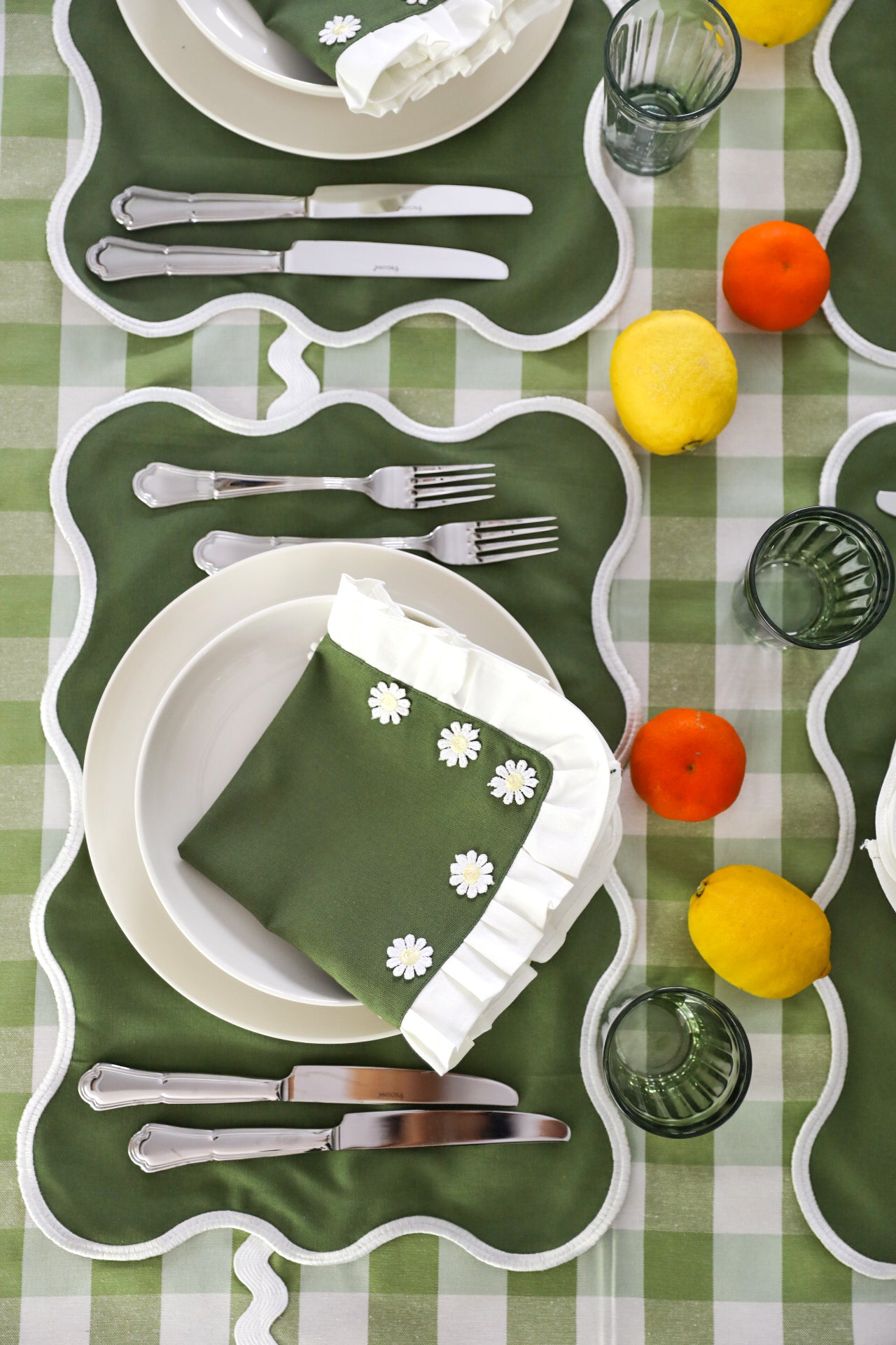 Olive Gingham Tablecloth