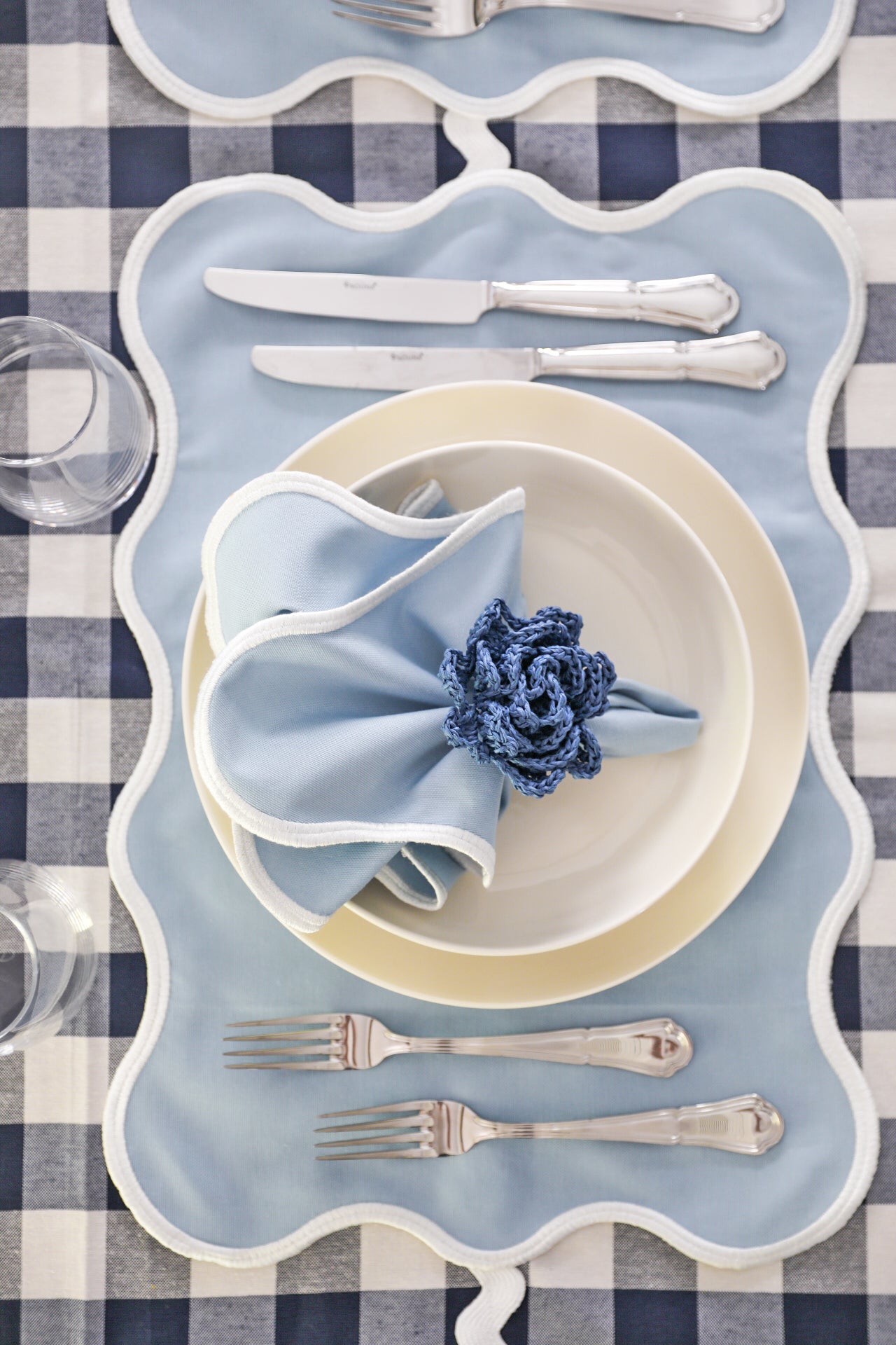 Baby Blue Wave Placemat + Napkin
