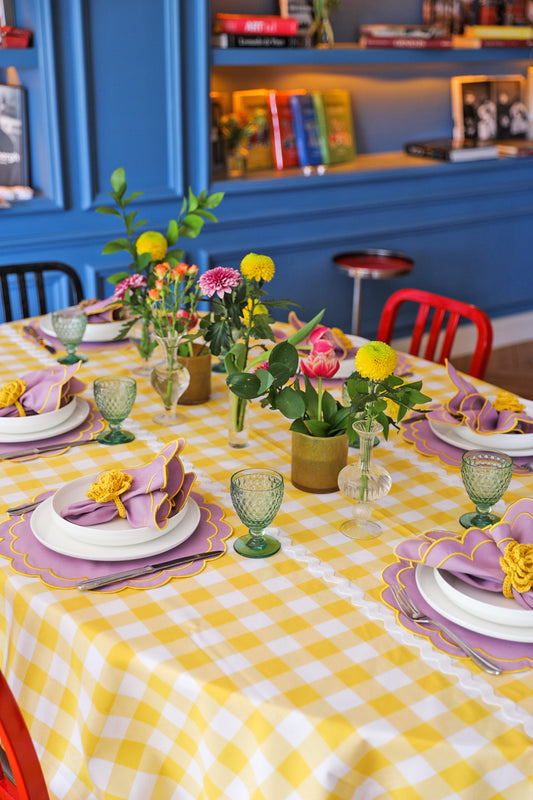 Lemon Gingham Tablecloth