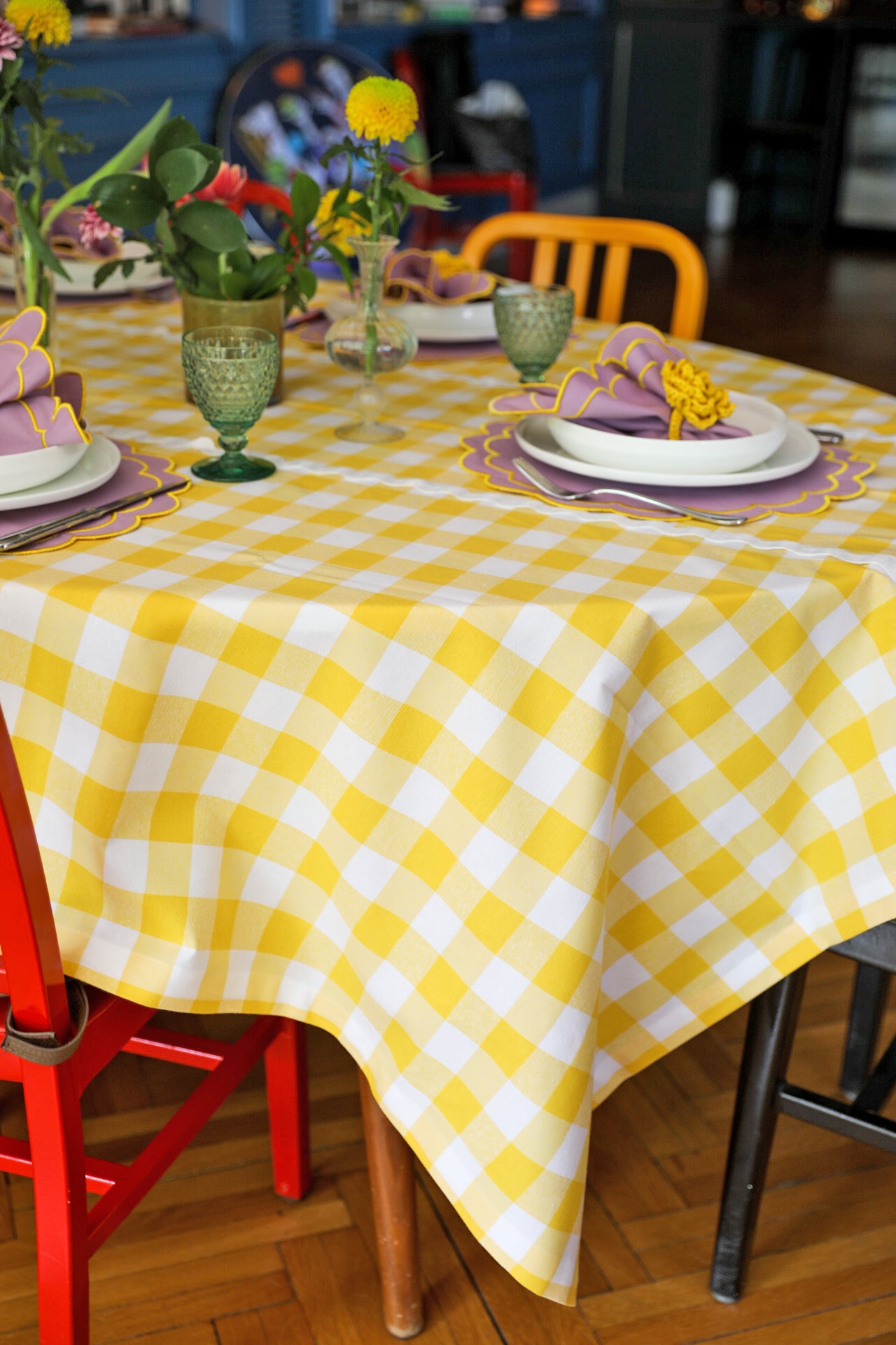 Lemon Gingham Tablecloth