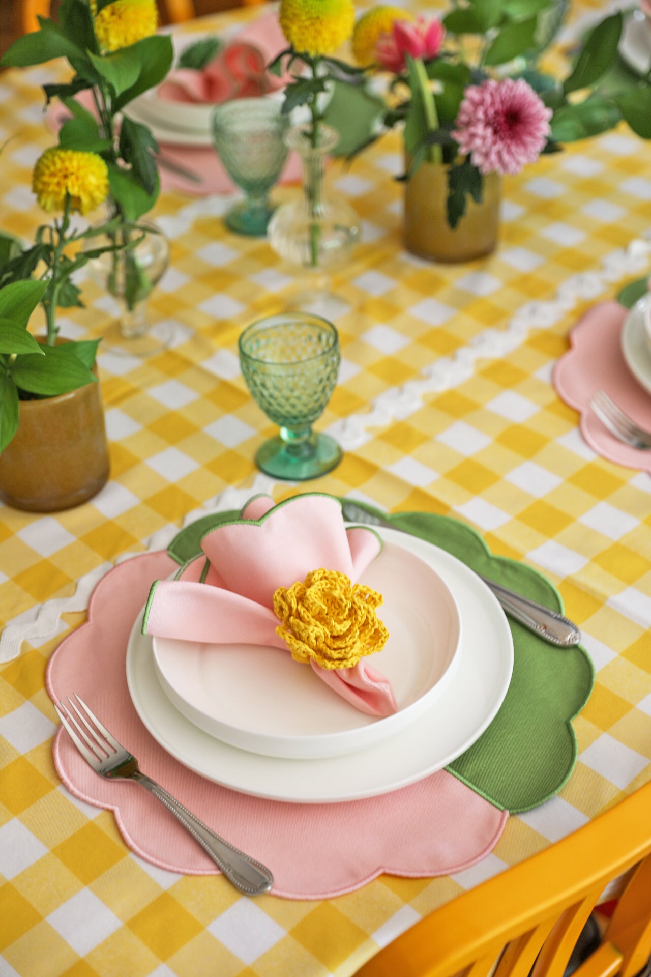 Lemon Gingham Tablecloth