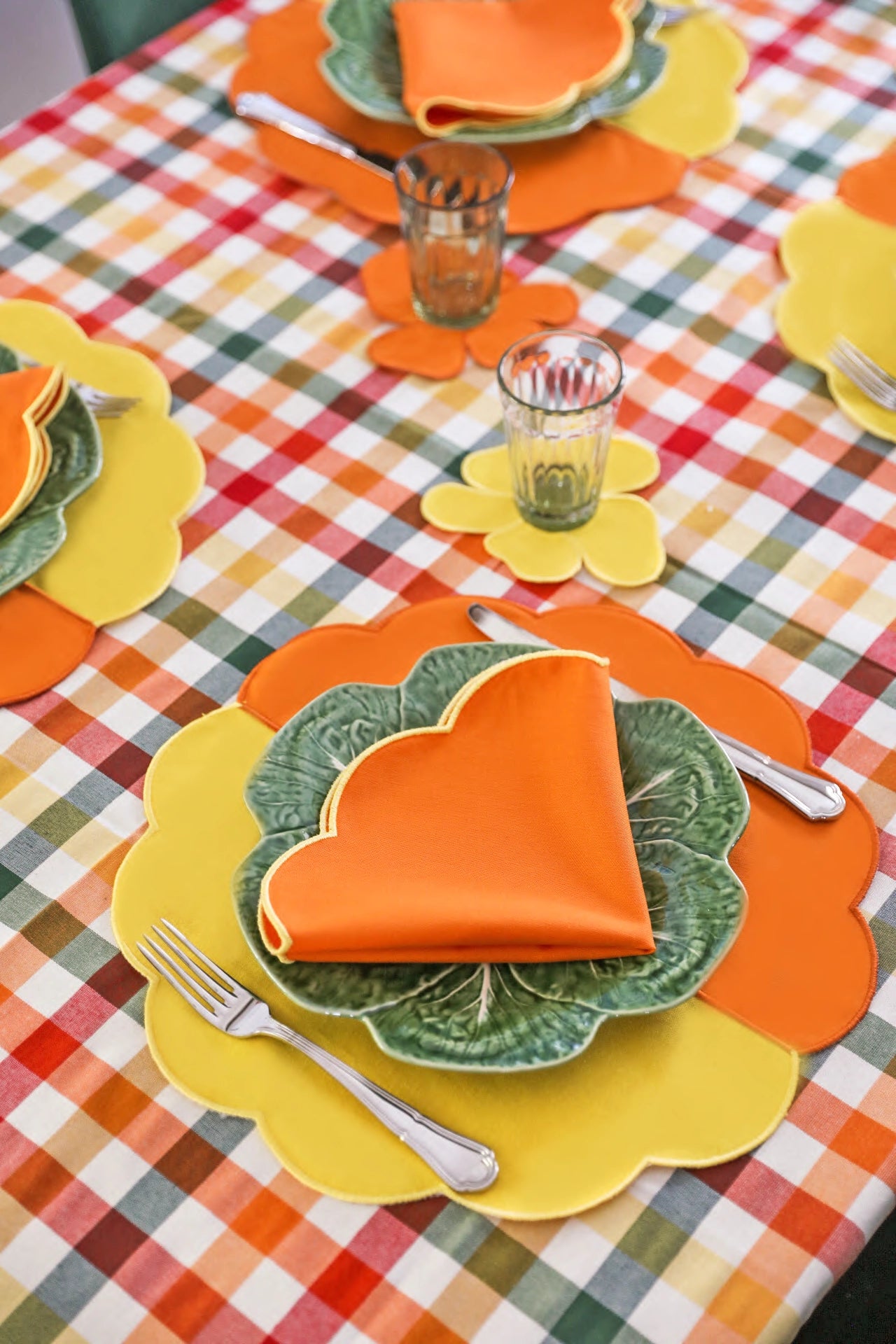 Bicolor Orange&Yellow Scallop Placemat (Set of 4)