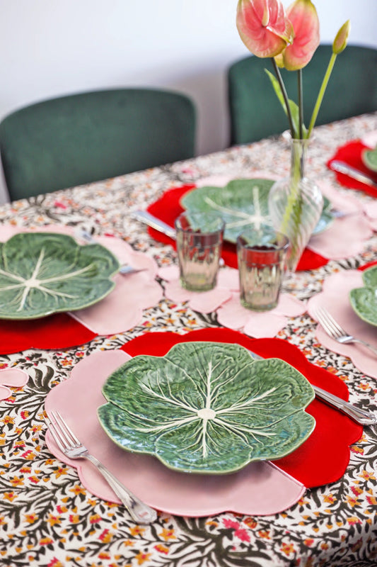 Bicolor Rose&Red Scallop Placemat (Set of 4)