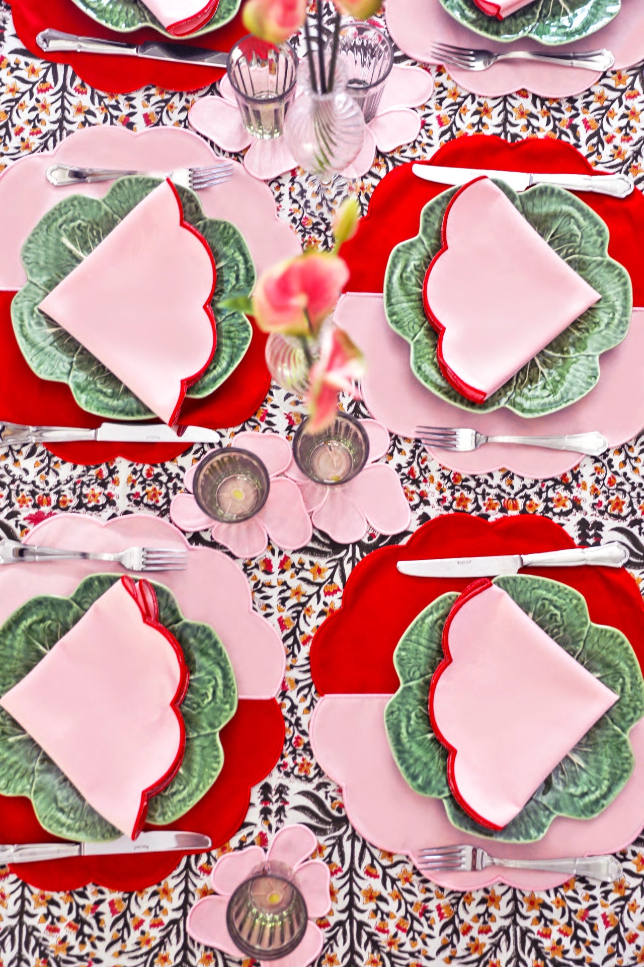 Bicolor Rose&Red Scallop Placemat (Set of 4)