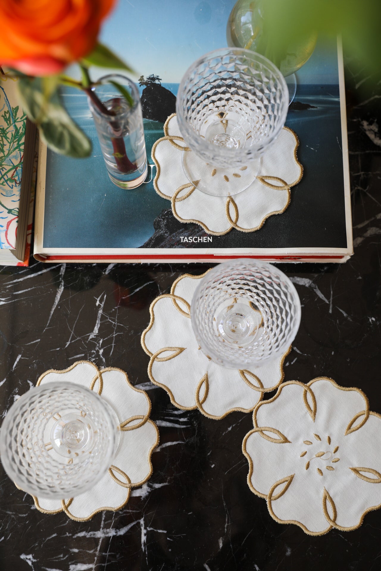 Gold Camellia Coaster (Set of 4)