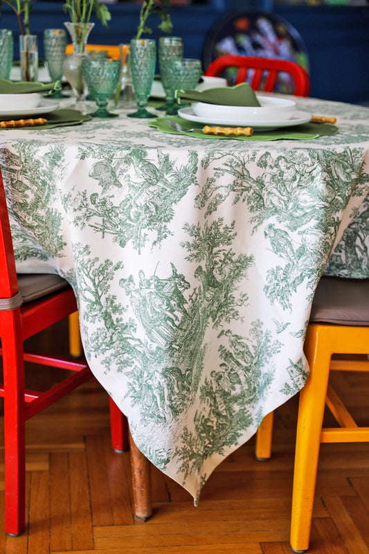 Emerald Toile Tablecloth