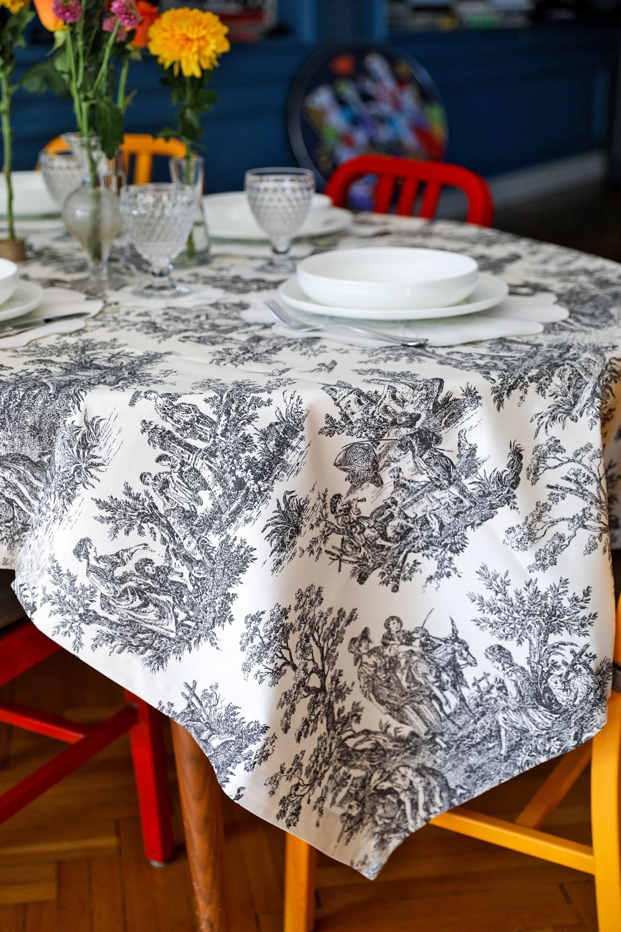 Ebony Toile Tablecloth