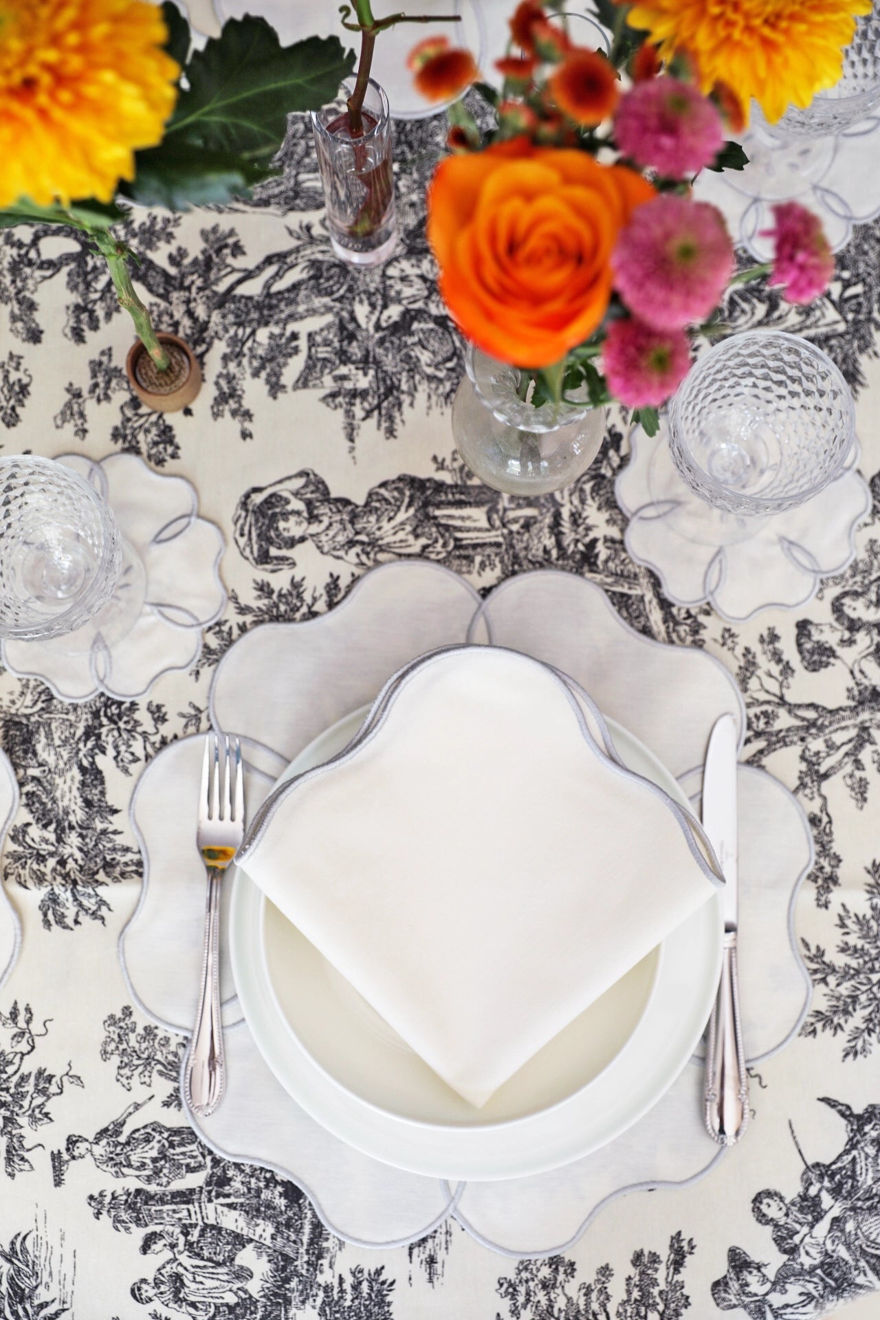 Silver Camellia Napkin (Set of 4)