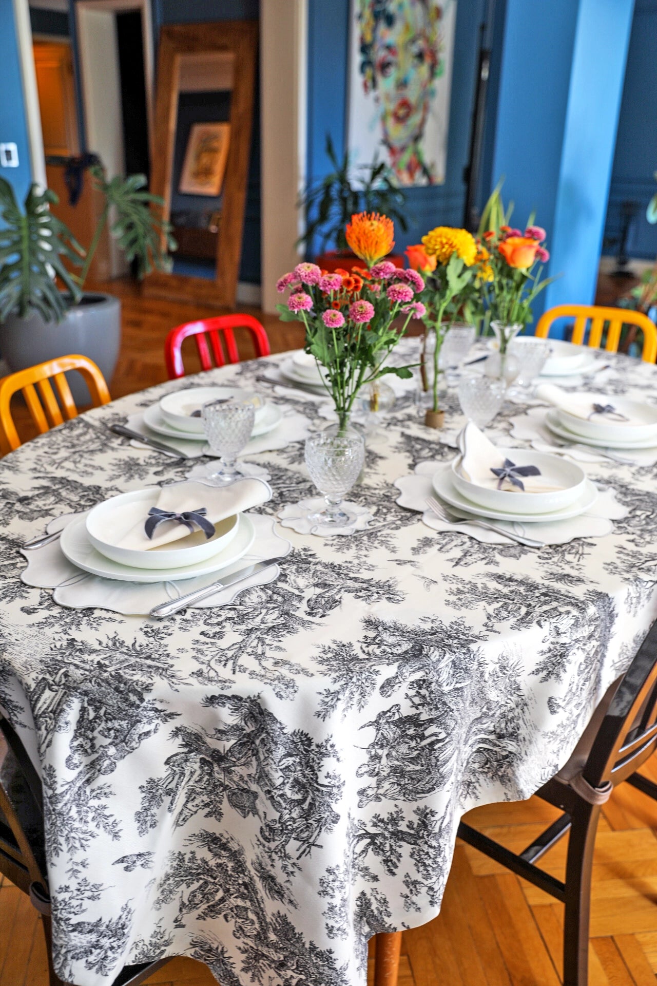 Ebony Toile Tablecloth