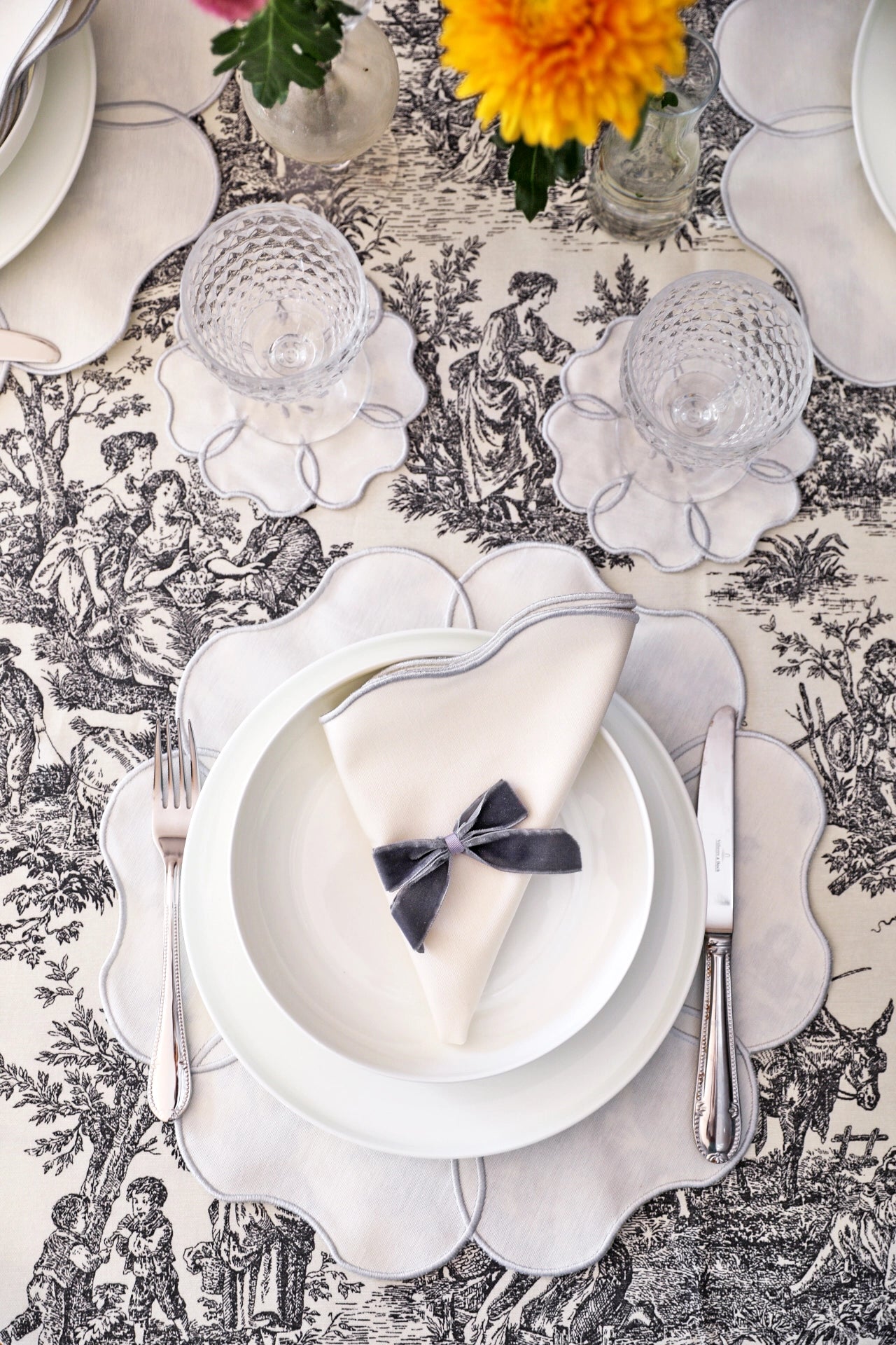 Silver Camellia Napkin (Set of 4)