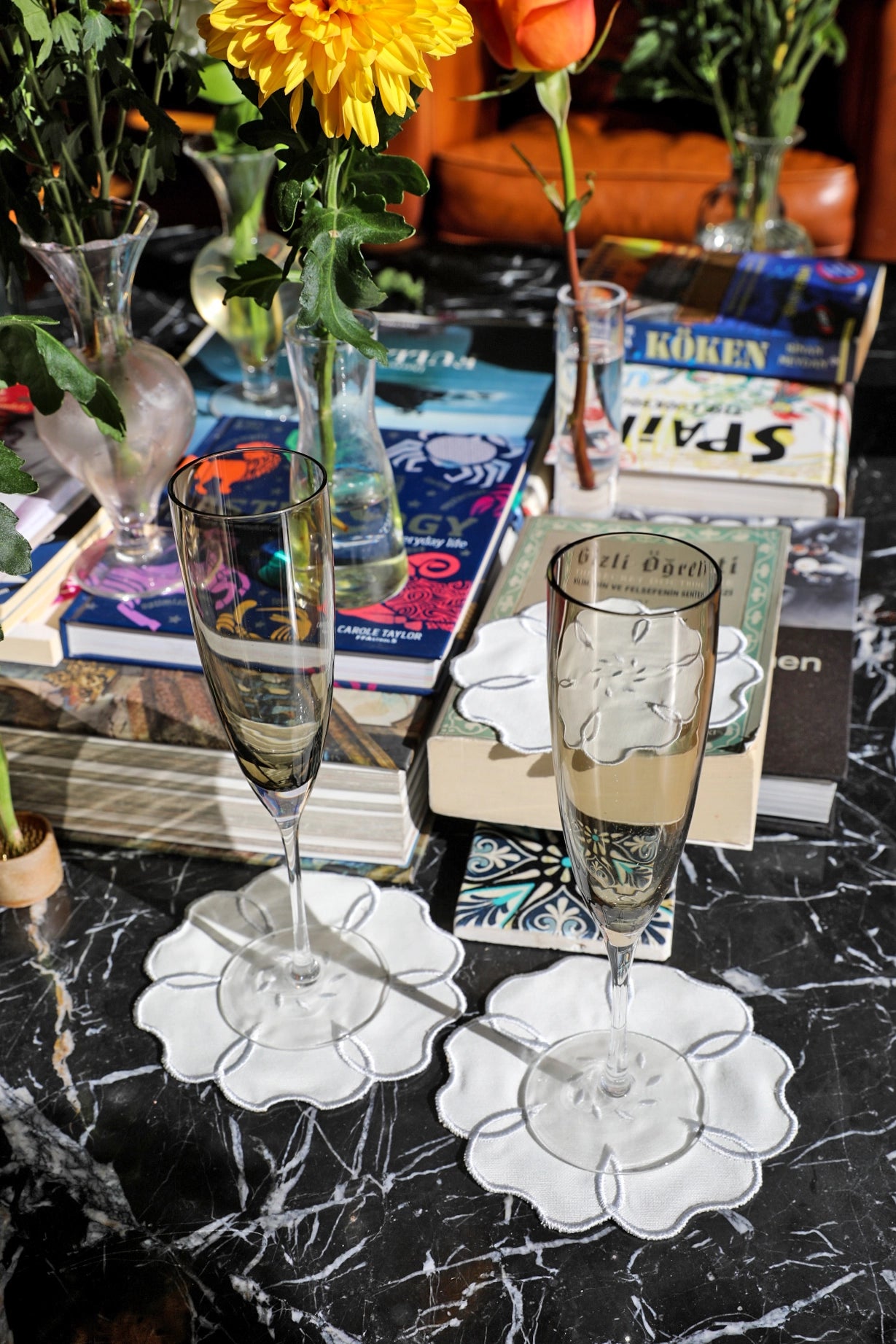 Silver Camellia Coaster (Set of 4)