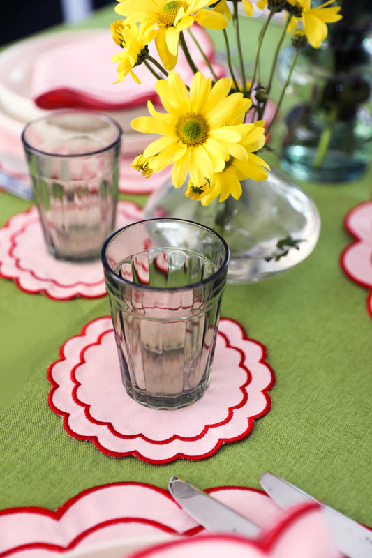 Rose&Red Scallop Coaster (Set of 4)