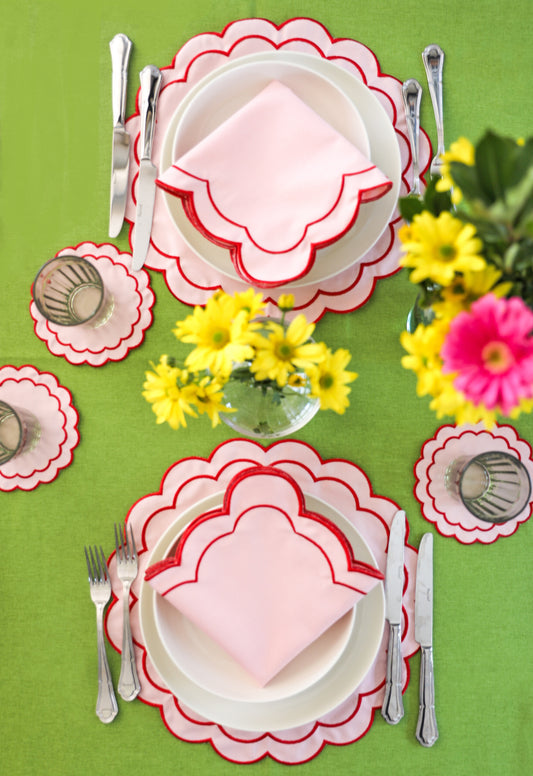 Rose&Red Scallop Placemat (Set of 4)