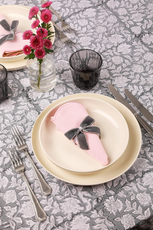 Gray Blossom Tablecloth