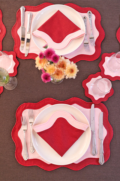 Rose&Burgundy Wave Placemat (Set of 4)
