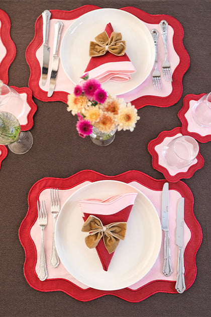Rose&Burgundy Wave Placemat (Set of 4)