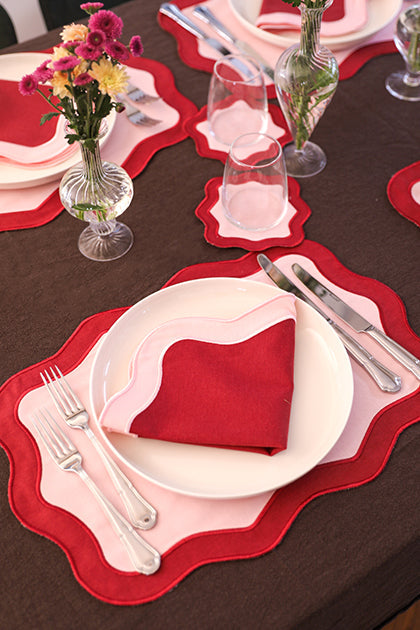 Rose&Burgundy Wave Napkin (Set of 4)