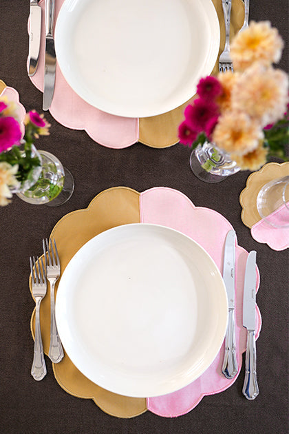 Bicolor Beige&Rose Scallop Placemat (Set of 4)