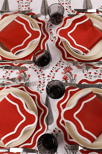 Burgundy Wave Placemat + Napkin