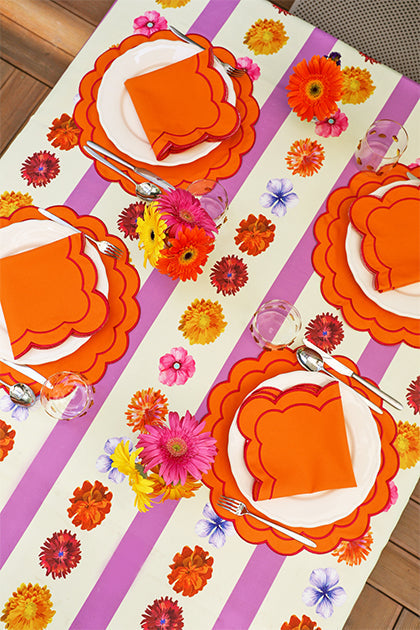 Orange Scallop Placemat + Napkin